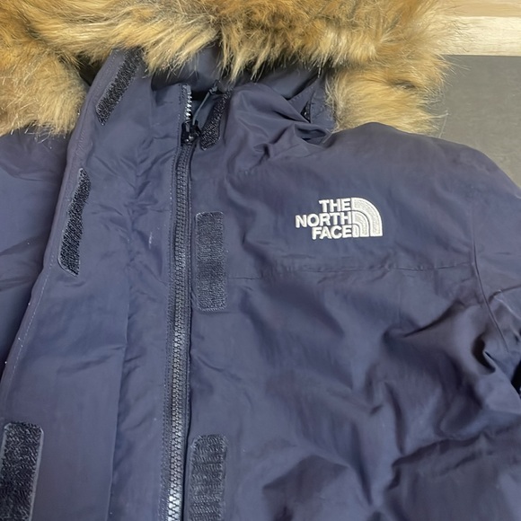 The North Face Dark Blue Jacket with Faux Fur Trim - Picture 3 of 6